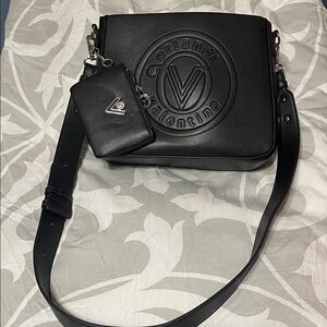 Valentino Orlandi Black Shoulder Bag with Pouch